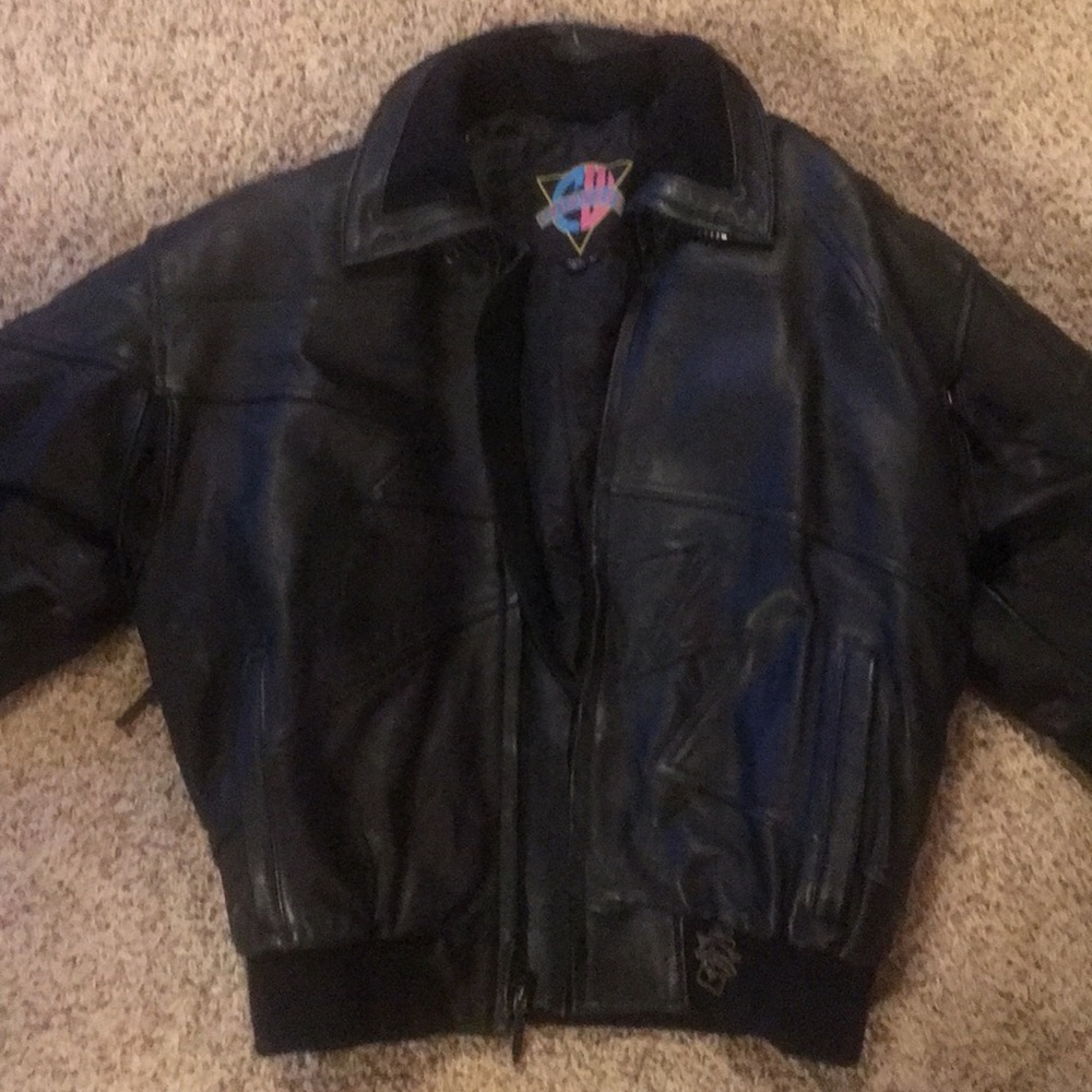 Vintage leather bomber jacket